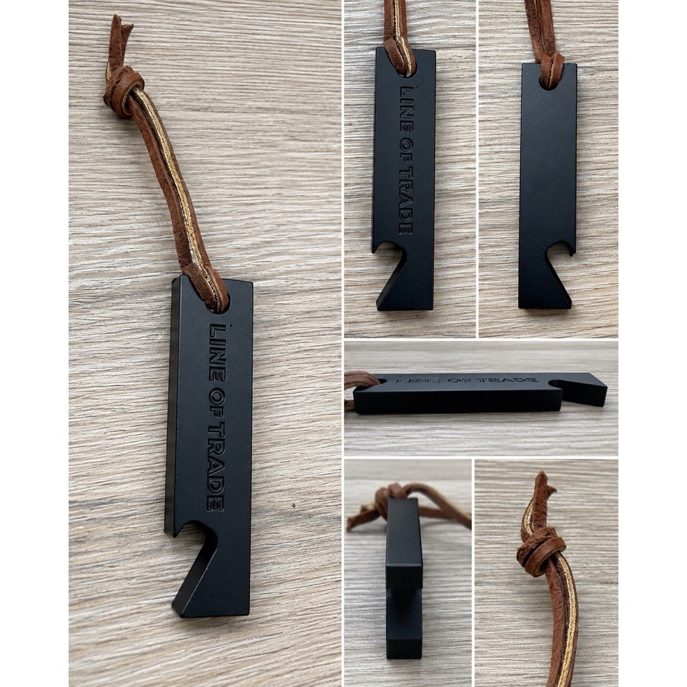 Line of Trade - Machined Steel Bottle Opener w/ Leather Strap - Bar Tools